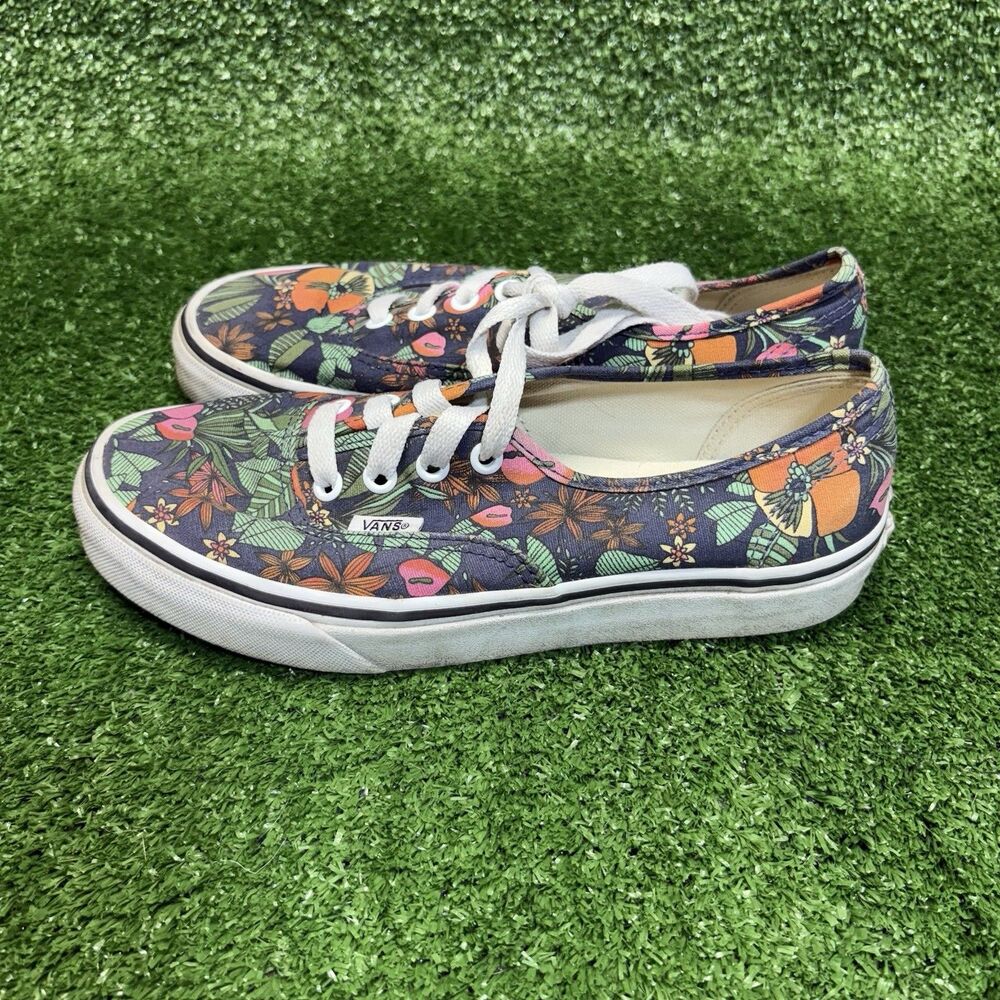 VANS ERA Colorful Hawaiian Floral Canvas Pink Green Rust Lace-up Shoes Womens 7